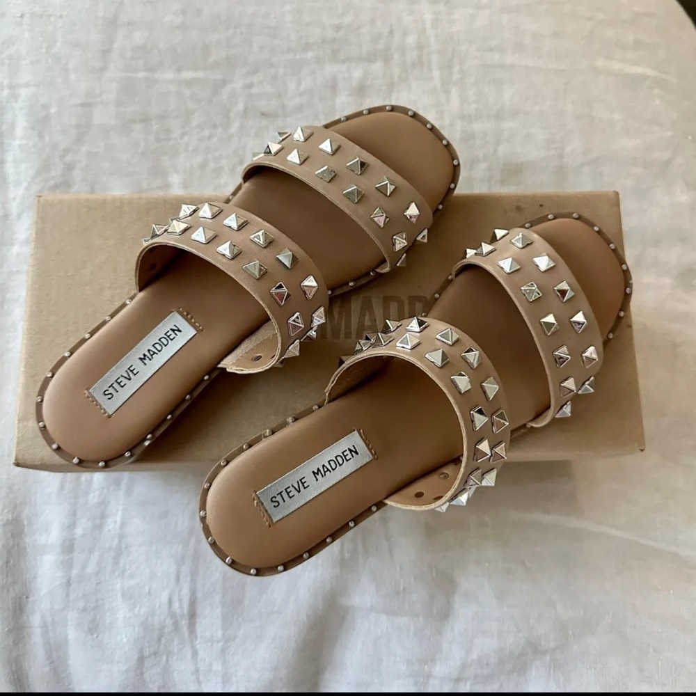 Steve Madden Tan Studded Sandals